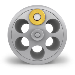 Revolver cylinder with one bullet